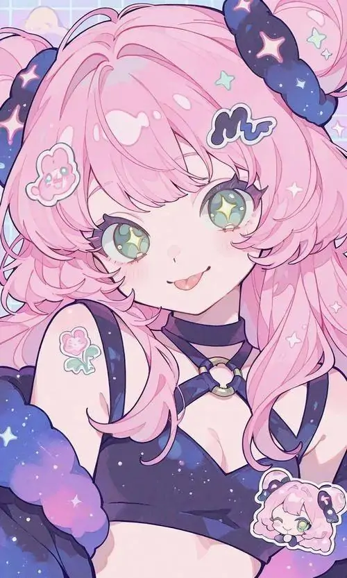 11 Ảnh chibi nữ cô bé tóc hồng ôm thú tím, chiếc mũ nhỏ xinh và đầu hơi lớn tạo nét ngộ nghĩnh rõ rệt, khung hình mang sắc ngọt ngào đáng yêu, rất hợp với người mê gái anime dễ thương kiểu tinh nghịch