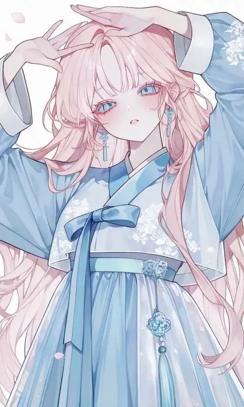 37 Khung ảnh cô gái tóc hồng tím giữa bầu trời sao tạo cảm giác waifu rất rõ, sắc tím xanh mơ màng và bố cục gần mặt khiến hình này nổi bật hơn ảnh anime nam cute khi cần điểm nhấn mềm ngọt