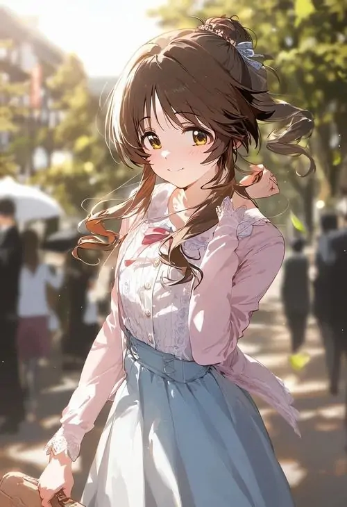 117 Ảnh anime cá tính khép lại bằng cô nàng dưới tán cây chiều, tóc dài phủ vai và dáng đứng thẳng khiến toàn khung hình toát ra vẻ độc lập, màu lá ấm phía sau chỉ làm nổi thêm thần thái lạnh, đẹp và cực kỳ nổi bật