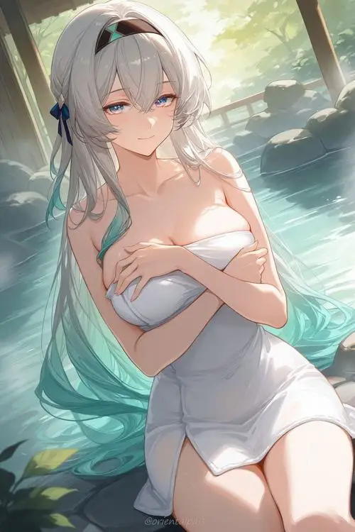 42 Mỹ nhân anime diện bikini sáng màu cạnh hồ bơi xanh ngắt mang tới cảm giác mát mắt và rạng ngời