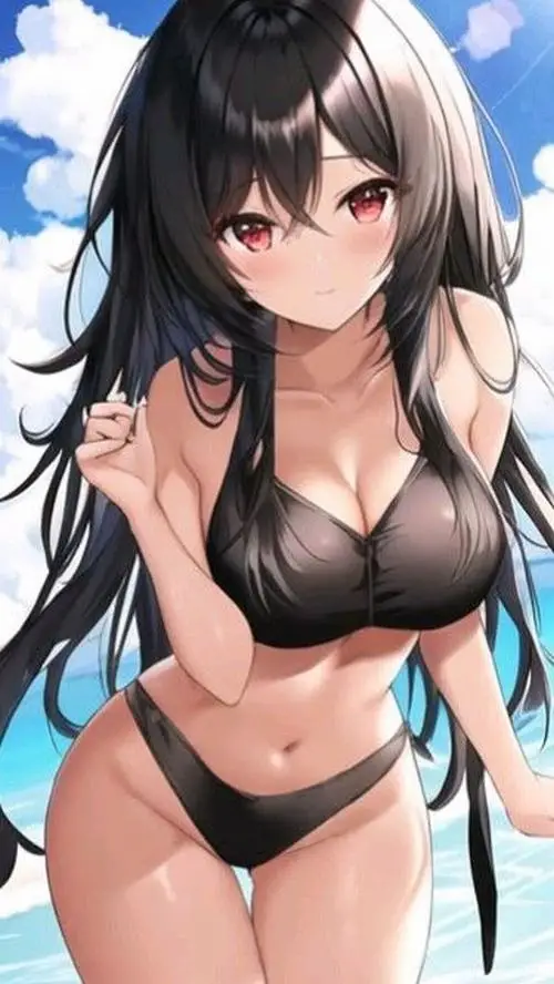 41 Khung hình anime nữ phong cách biển xanh ghi lại vẻ quyến rũ của nhân vật cùng mái tóc bay nhẹ