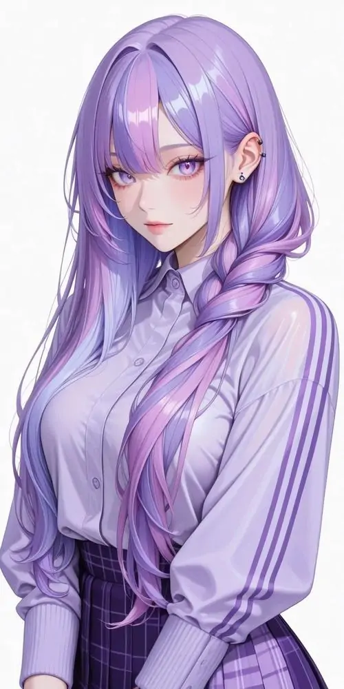 18 Những đốm sáng tím trong khung cảnh làm tăng thêm vẻ ma mị cho bức tranh về thiếu nữ tóc dài. Ảnh thiếu nữ tóc tử linh này thực sự rất cute và phù hợp để trang trí blog cá nhân của riêng bạn.