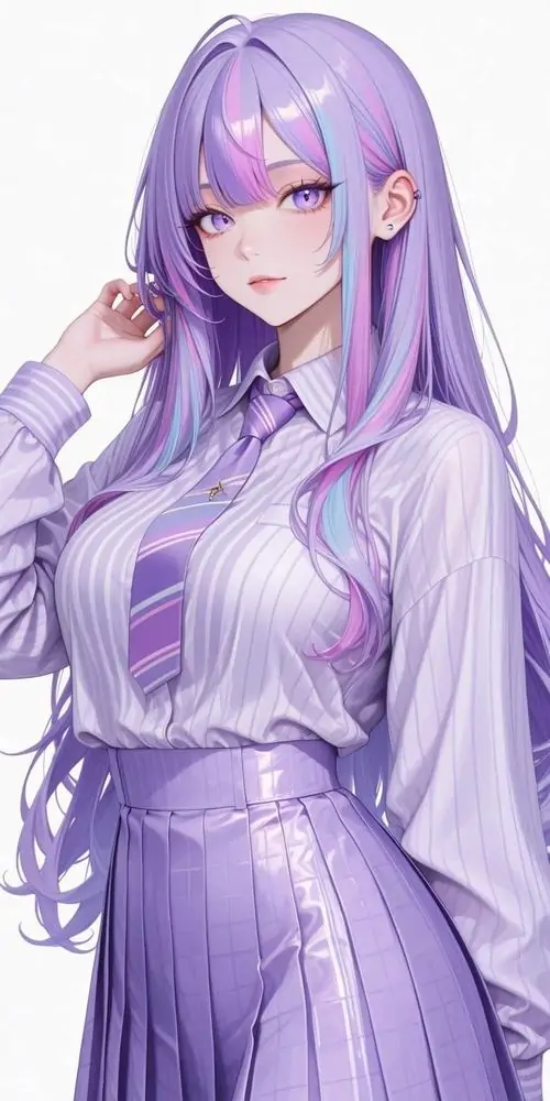 19 Sợi tóc tím trên đầu nhân vật được người họa sĩ chăm chút tỉ mỉ mang lại chất lượng hình ảnh sắc nét tuyệt vời. Bức tranh vẽ thiếu nữ sắc tím này tỏa ra cảm xúc nhân vật trầm mặc đầy sâu sắc.