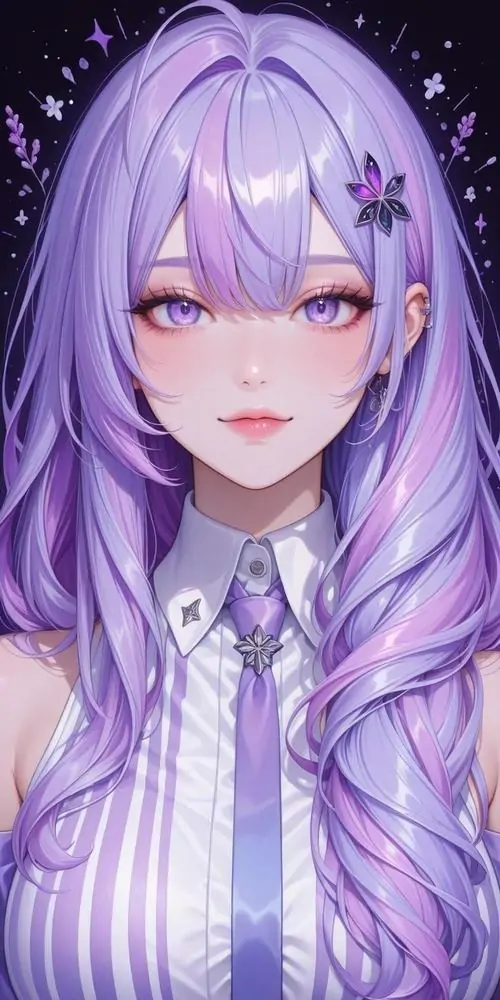 6 Ảnh nền máy tính chất lượng cao mô tả một cô gái đang cài kẹp tóc trong bộ sưu tập phụ kiện tím. Nét bút vẽ trong tác phẩm rất mềm mại giúp hình ảnh trở nên chân thực và đẹp mắt hơn bao giờ hết.