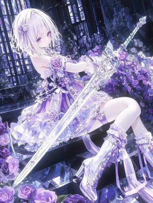 7 Khung hình lãng mạn ghi lại khoảnh khắc thiếu nữ đứng dưới dải màu tím nơi chân trời xa xăm mờ ảo. Sắc tím mộng mơ bao phủ toàn bộ bối cảnh anime tạo nên một không gian huyền bí khó quên cho bất cứ ai.