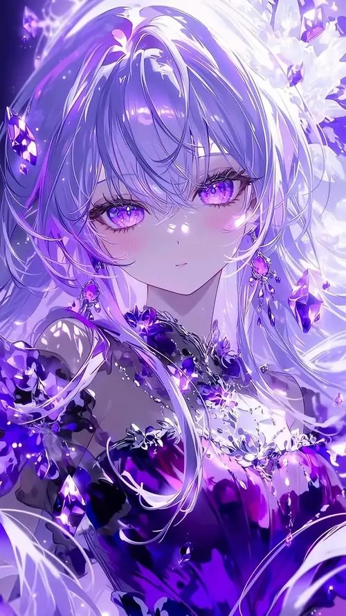 1 Ảnh anime khắc họa nhân vật nữ có nét vẽ nghệ thuật tinh xảo đang đứng giữa vườn hoa oải hương lúc hoàng hôn. Cô gái mang vẻ đẹp dịu dàng cùng mái tóc dài óng ả bay nhẹ trong gió rất thơ mộng.