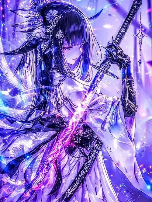 2 Một thiếu nữ tóc tử linh hiện lên đầy quyền lực hoàng tộc với bộ váy xòe lộng lẫy và đài các. Tấm hình nền con gái hoạt hình màu violet này thể hiện sự bí ẩn qua đôi mắt sắc sảo và cuốn hút.