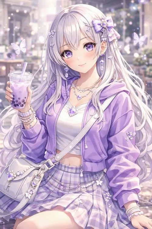 13 Bố cục khung hình cân đối giúp tôn vinh vai trò quan trọng trong truyện của nhân vật nữ chính xinh đẹp. Hình ảnh mỹ nữ tông tím này có độ bão hòa màu sắc hài hòa và dịu dàng tạo cảm giác thư thái.