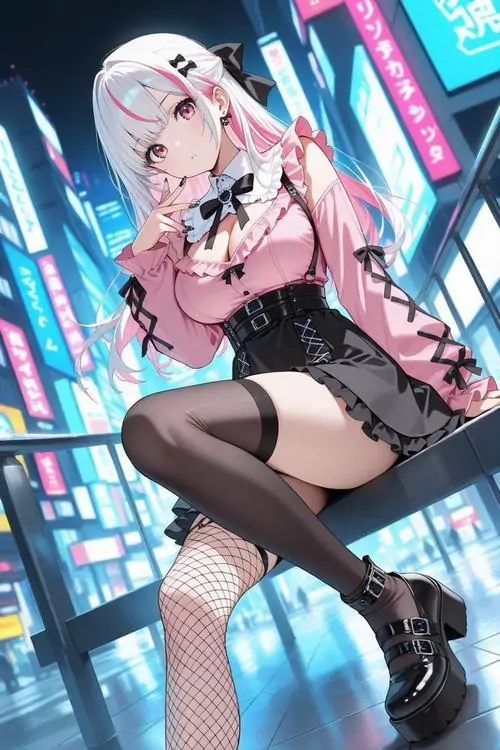 44 Mỹ nữ tóc tím nhạt ở khu vườn nắng mang vẻ đẹp hướng nghỉ dưỡng hơn chiến đấu, bộ đồ biển và tư thế giơ tay khiến ảnh giàu sức sống, nhưng ánh nhìn bình tĩnh vẫn giữ cho nhân vật một khoảng cách cuốn hút