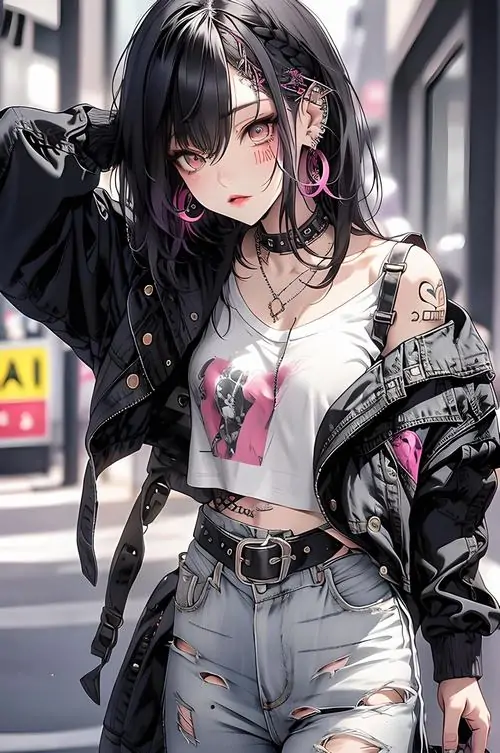 31 Ảnh anime cô bé hoạt họa mang tinh thần Revy theo cách tươi hơn, tóc nâu buông dài và lớp áo nhiều màu phủ kín khung hình, bàn tay giơ dấu vui vẻ làm bức ảnh sinh động nhưng vẫn giữ nét nghịch và khác biệt