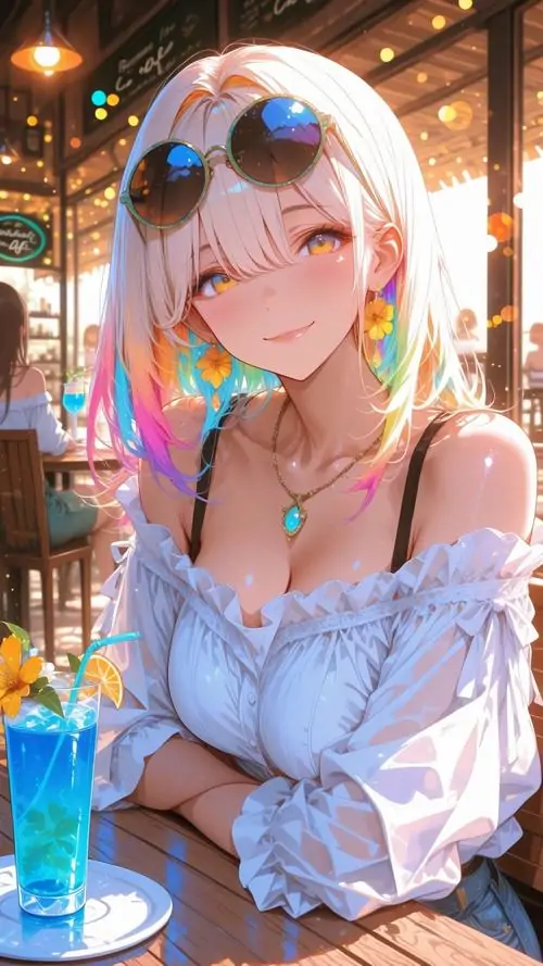 36 Nhân vật tóc sáng tro xuất hiện như ca sĩ đường đêm, lớp sáng xanh tím chảy quanh người làm rõ mái tóc và thân hình, cảm giác giống ảnh bìa nhạc số với hơi hướng lạnh, thời thượng và rất dễ hút mắt người xem