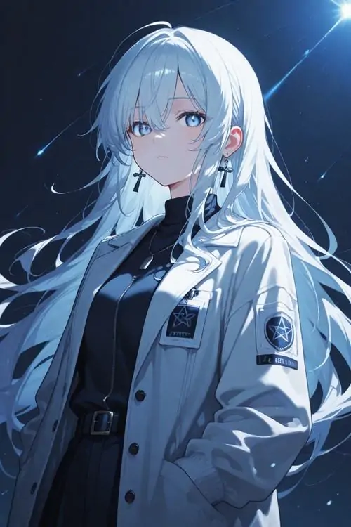 23 Khung hình anime chụp gần gương mặt cô gái tóc bạc với làn da sáng và đôi mắt trong veo, áo trắng đơn giản giúp tổng thể mềm mại, thanh sạch và dễ tạo thiện cảm ngay từ cái nhìn đầu tiên