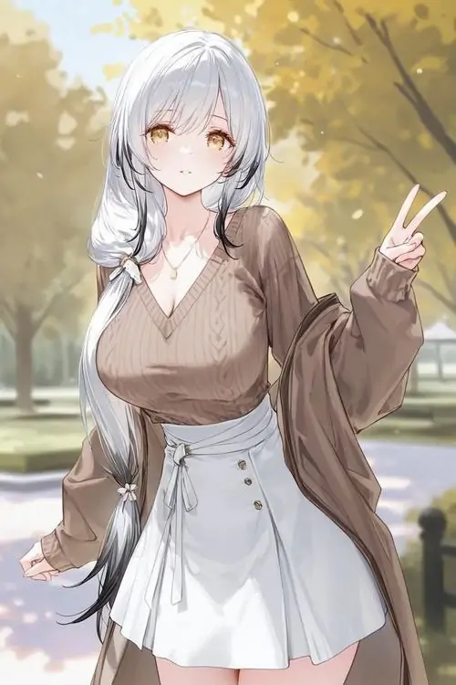 26 Avatar anime nữ tóc bạc choàng khăn dày, tay giữ cốc nước ấm và đứng cạnh cửa sổ sáng nhẹ, gương mặt ửng hồng tạo nên một ảnh anime nữ tóc trắng rất dễ mến, hợp người thích cảm giác bình yên