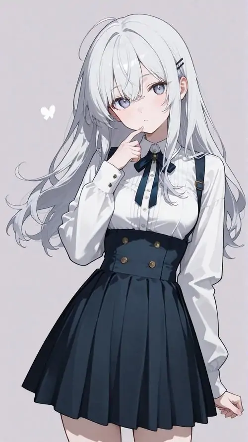 28 Ảnh đại diện anime nữ tóc bạc đội tai mèo và mặc hoodie rộng, ngồi trong góc phòng với gương mặt lạnh nhẹ, tạo cảm giác nhỏ nhắn, xinh xắn và hợp người thích hình anime nữ tóc sáng bạc đơn giản