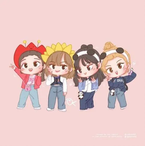 9 Ảnh hoạt hình Blackpink đáng yêu vẽ nhóm OT4 đội phụ kiện hoa lá trái cây nhìn tươi sáng vui mắt