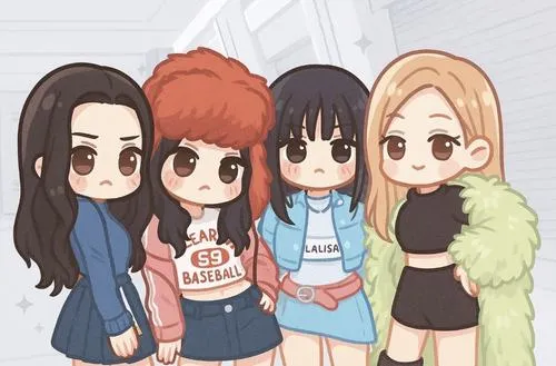 16 Hình Blackpink chibi dễ thương ghi lại khoảnh khắc bốn thành viên ngồi sát nhau với biểu cảm rạng rỡ