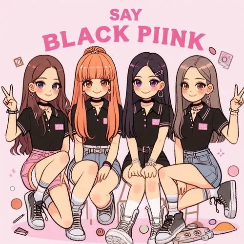 60 Ảnh Blackpink Chibi cute theo concept Pink Venom màu sắc nổi bật và biểu cảm cute