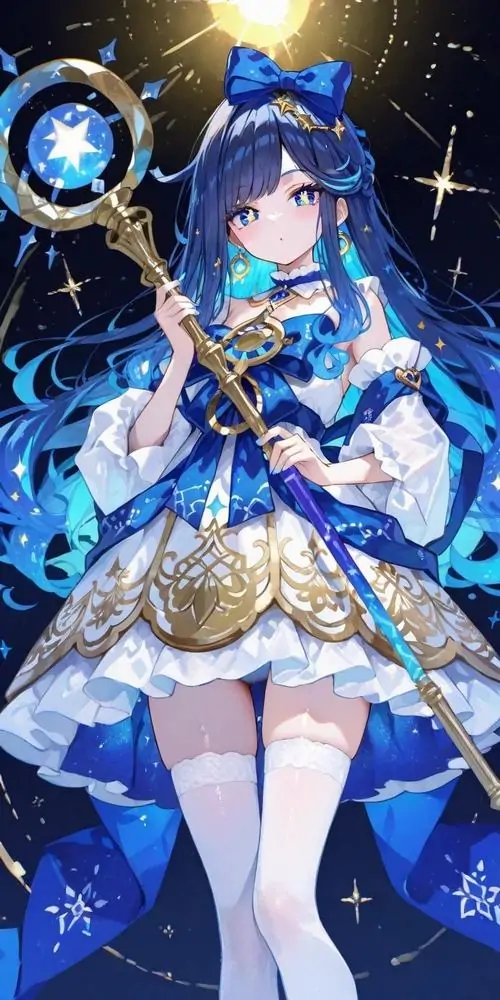 8 Ảnh cung Bảo Bình nữ chibi ngầu với mái tóc nổi bật và dáng đứng nhỏ tạo cảm giác đáng yêu nhưng không hề mờ nhạt