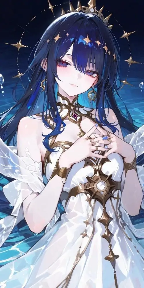 13 Hình cung Bảo Bình nữ anime dùng sắc xanh dương chủ đạo giúp nhân vật sáng lên rõ và giữ được vẻ mát mắt