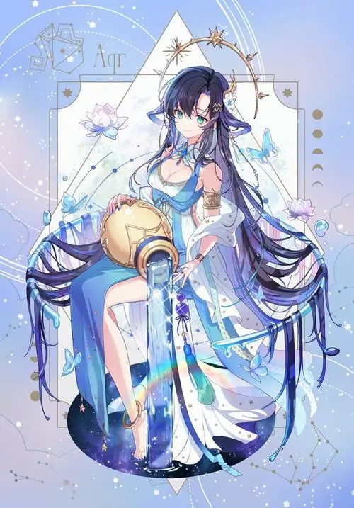 21 Hình chibi về cô gái Bảo Bình mang phụ kiện hoàng đạo nhỏ làm điểm nhấn giúp tổng thể thêm duyên và bớt đơn điệu