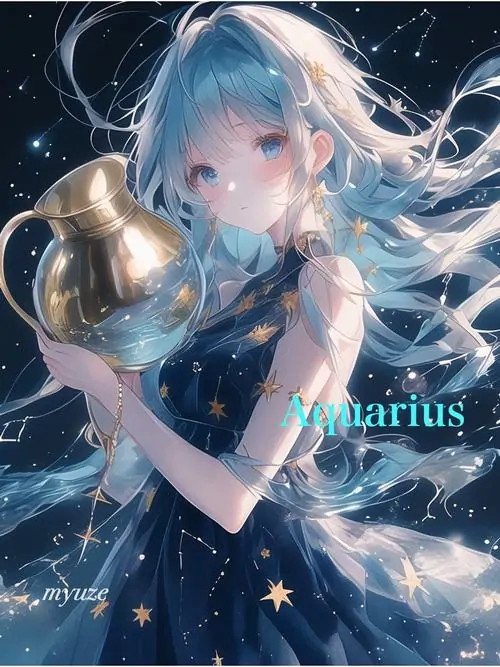 25 Hình Bảo Bình nữ anime mang ánh mắt sắc nét cùng sắc xanh dịu giúp tổng thể nổi bật và giữ được vẻ bí ẩn riêng