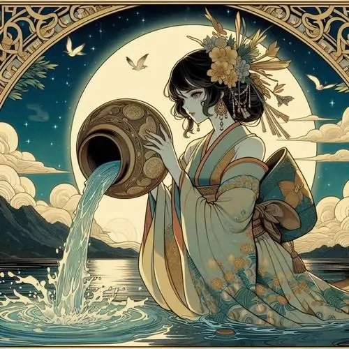 30 Ảnh Bảo Bình nữ chibi cá tính có chòm sao phía sau làm nền giúp bức hình thêm chiều sâu và đúng chất chủ đề