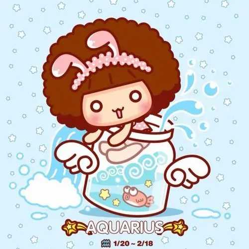 35 Ảnh cung Bảo Bình nữ chibi ngầu có khí chất lạnh nhẹ nhàng nên dù tạo hình tròn trịa vẫn toát ra nét cuốn hút