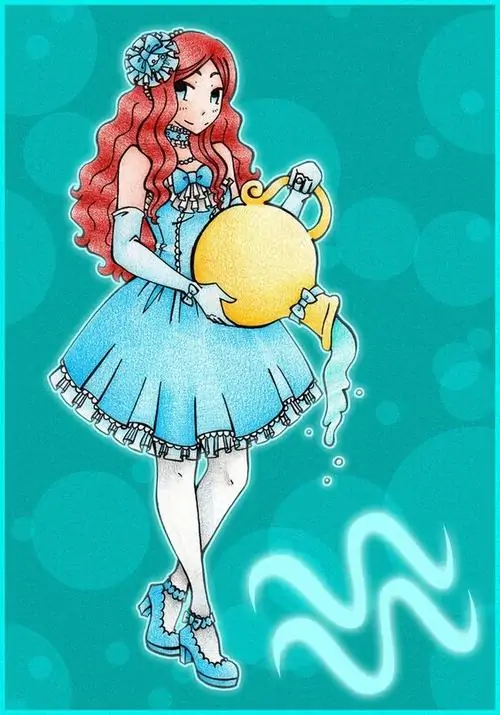 36 Hình Bảo Bình nữ chibi với mộng ảo ngân hà lan nhẹ quanh nhân vật tạo cảm giác trong trẻo và rất hợp gu trẻ