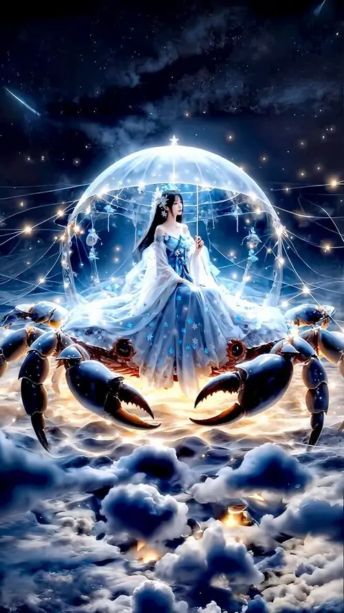 1 Ảnh anime Cự Giải nữ với mái tóc mềm buông nhẹ, ánh nhìn dịu dàng làm tổng thể trở nên cuốn hút và giàu cảm xúc