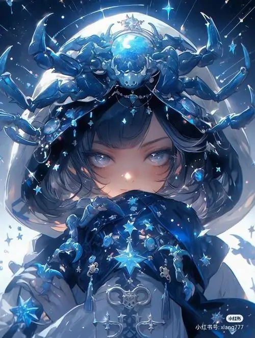 3 Hình anime nữ Cự Giải có sắc xanh bạc làm chủ đạo, ánh mắt trong trẻo giúp tổng thể thêm êm dịu và cuốn mắt