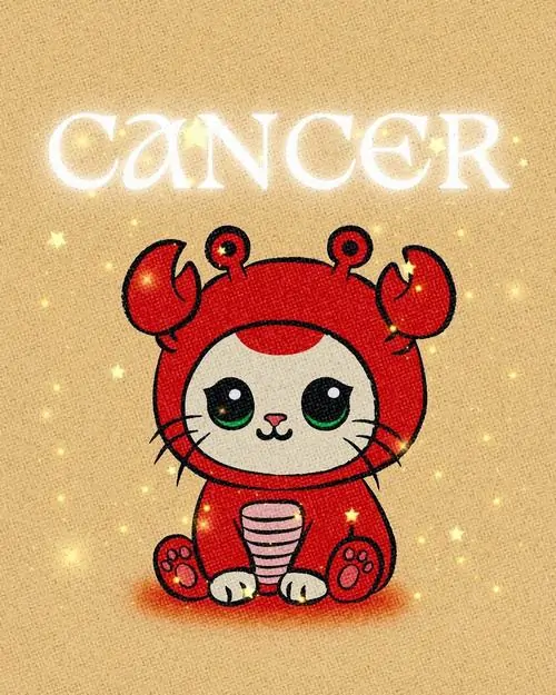 4 Bộ ảnh chibi cung Cự Giải nữ có phụ kiện nhận diện nhỏ trên tóc, phối nền pastel tạo bầu không khí rất dịu mắt