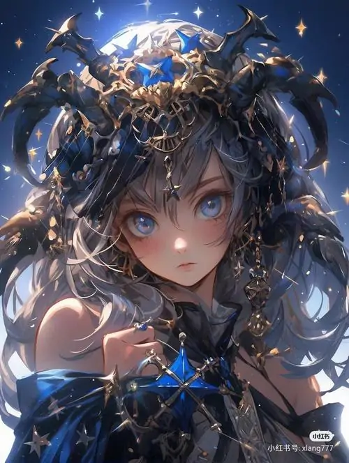 5 Hình chibi Cự Giải nữ bên vỏ sò ngọc trai, nét buồn dịu hiện rõ trong ánh nhìn nhỏ xinh và đầy sức hút