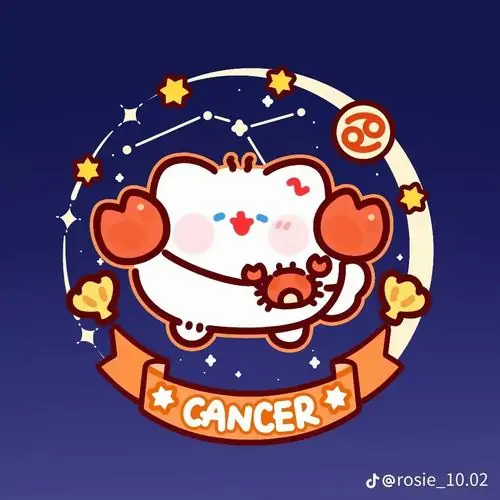 29 Hình Cự Giải nữ chibi với tóc bồng nhẹ và càng cua cách điệu, mang đến cảm giác nữ tính kín đáo đầy duyên dáng