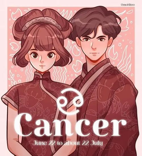 13 Ảnh chibi Cự Giải nữ ngồi giữa mây đêm, biểu cảm ngọt ngào khiến khung hình mang vẻ êm nhẹ và có hồn riêng