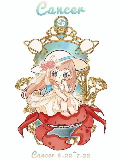 17 Ảnh cung Cự Giải nữ chibi có váy mềm và đôi má ửng hồng, trông vừa đáng yêu vừa mang cảm giác rất gần gũi