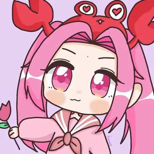 22 Hình Cự Giải nữ chibi nép dưới ánh trăng xanh, nét nâng niu hiện rõ qua dáng ngồi nhỏ và biểu cảm nhẹ nhàng