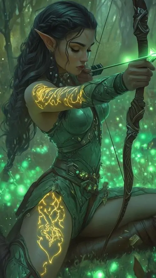 18 Khung anime Xạ Thủ nữ đứng giữa nền vũ trụ, tóc bay mềm và sắc tím xanh gợi đúng chất hoàng đạo