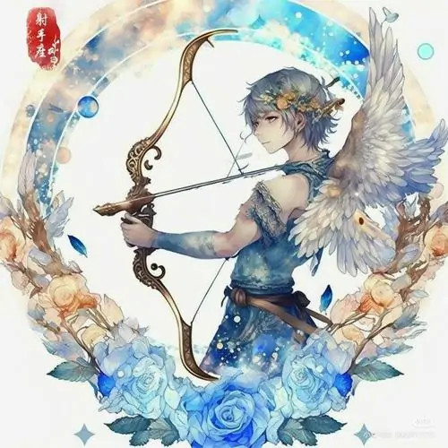 37 Hình anime cô gái Cung Thủ ngồi trên mảnh trăng cong, sắc màu trẻ trung khiến tổng thể vừa xinh vừa sáng