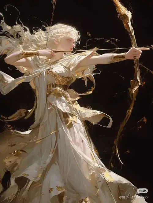 39 Ảnh chibi Cung Thủ nữ mặc váy ngắn năng động, giơ mũi tên lên cao như đang chuẩn bị cho chuyến đi mới