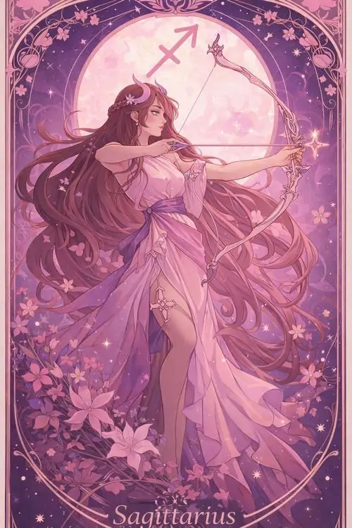 8 Hình anime Sagittarius nữ ngồi cạnh cửa sổ sao, đôi mắt sáng và cảm giác mộng tưởng phủ đều toàn bộ khung hình