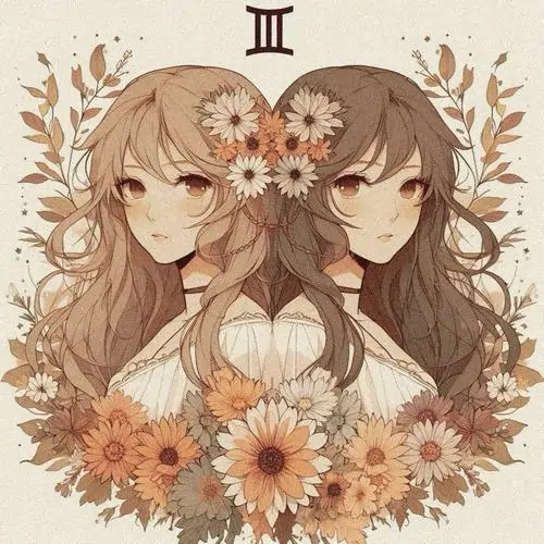 21 Bức vẽ sepia đặt hai cô gái tóc nâu giữa hoa cúc, sắc be nhẹ đem lại nét dịu mắt và gần gũi