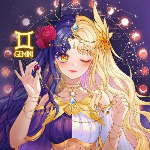 24 Ảnh cung Song Tử nữ chibi theo nét thủy thủ, mái tóc vàng sáng và phụ kiện sao trời khiến nhân vật nổi bật