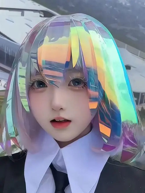 35 Tóc cầu vồng ngắn phối sơ mi cà vạt đem đến vẻ lạ mắt rất riêng như nhân vật game bước vào đời thật