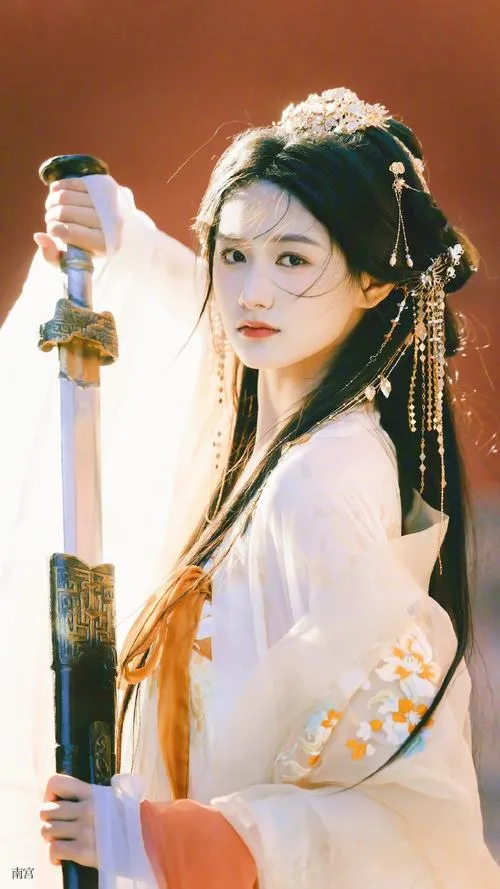 24 Mỹ nhân cổ phong mặc áo vàng nhạt cầm đèn đứng nghiêng tạo cảm giác mềm mại và nền nã