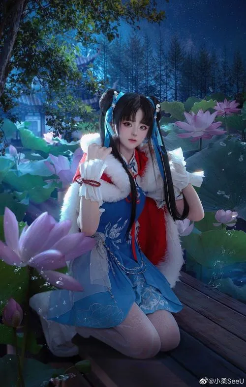 7 Thiếu nữ tiên hiệp trong váy xanh tím ngồi giữa khung cảnh huyền ảo mang vẻ mơ màng như thần tiên tỷ tỷ