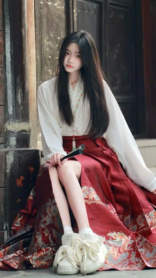 8 Gái đẹp cổ phong váy đỏ đen ngồi bên hiên gỗ gợi cảm giác trầm buồn và đầy thương nhớ