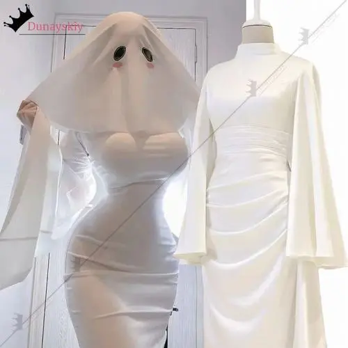 1 Gái xinh cosplay ma nữ khoác lớp voan trắng ôm dáng như bóng ma dịu mắt tạo hình lạ mà vẫn cuốn hút trong khung nền sáng
