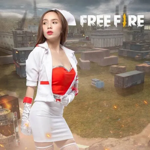 13 Bộ ảnh gái đẹp Free Fire trong đồng phục trắng đỏ tóc vàng sáng làm nổi bật vẻ xinh đẹp rất cuốn