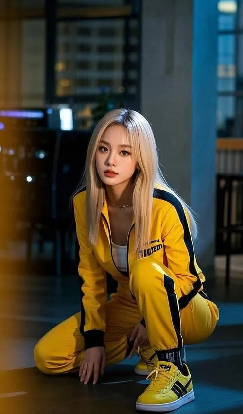 19 Ảnh nữ cosplayer Free Fire với áo vàng nổi và tóc bạch kim dài gợi cảm giác hiện đại rất nổi loạn