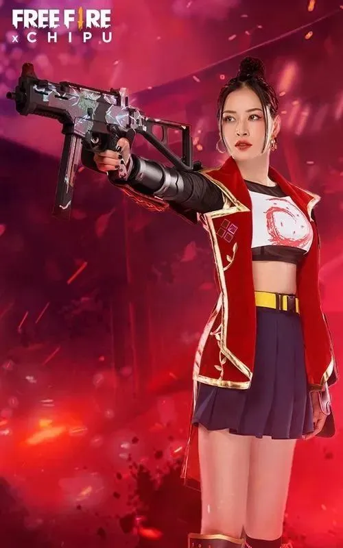 21 Bộ ảnh gái xinh Free Fire với áo đỏ váy ngắn và súng mô hình làm bật phong cách cá tính cuốn hút